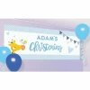 Baby Christening Day Blue Personalised Banner 120cm x 45cm