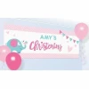 Baby Christening Day Pink Personalised Banner 120cm x 45cm