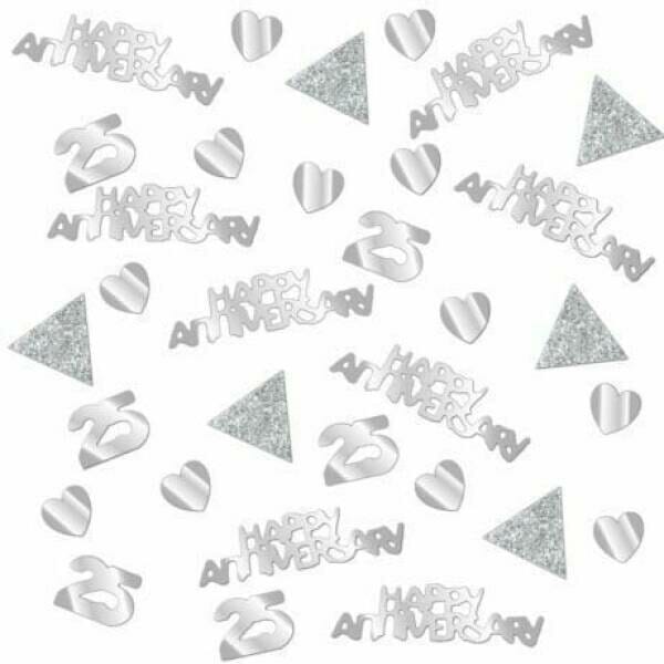 25th Silver Sparkling Wedding Anniversary Table Confetti 28g