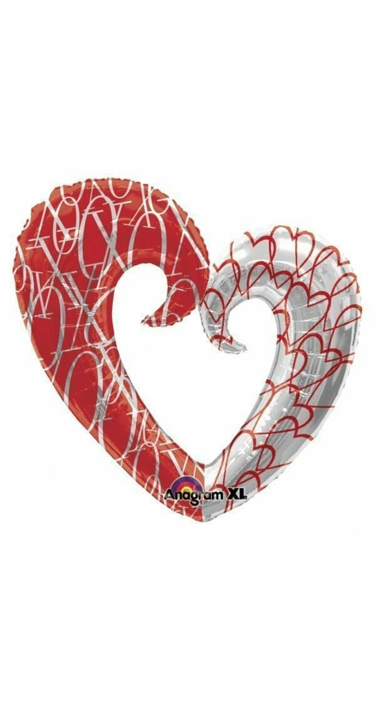 Hugs & Kisses Heart Pattern Super Shape Foil Balloon 30" x 32" (76cm x 81cm)