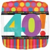 Birthday No.40 Dots & Stripes 18'' Foil Balloon (43cm)
