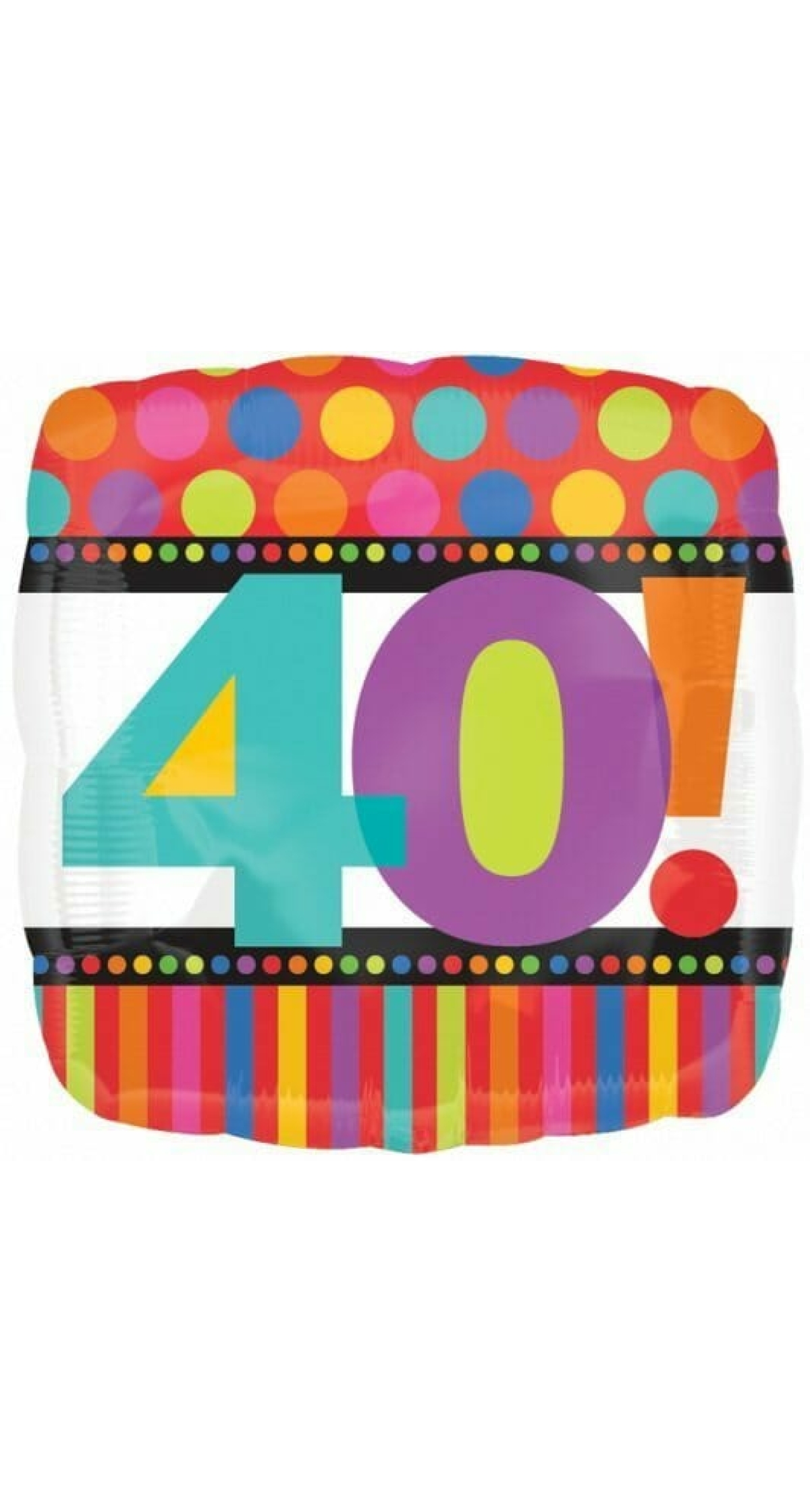 Birthday No.40 Dots & Stripes 18'' Foil Balloon (43cm)