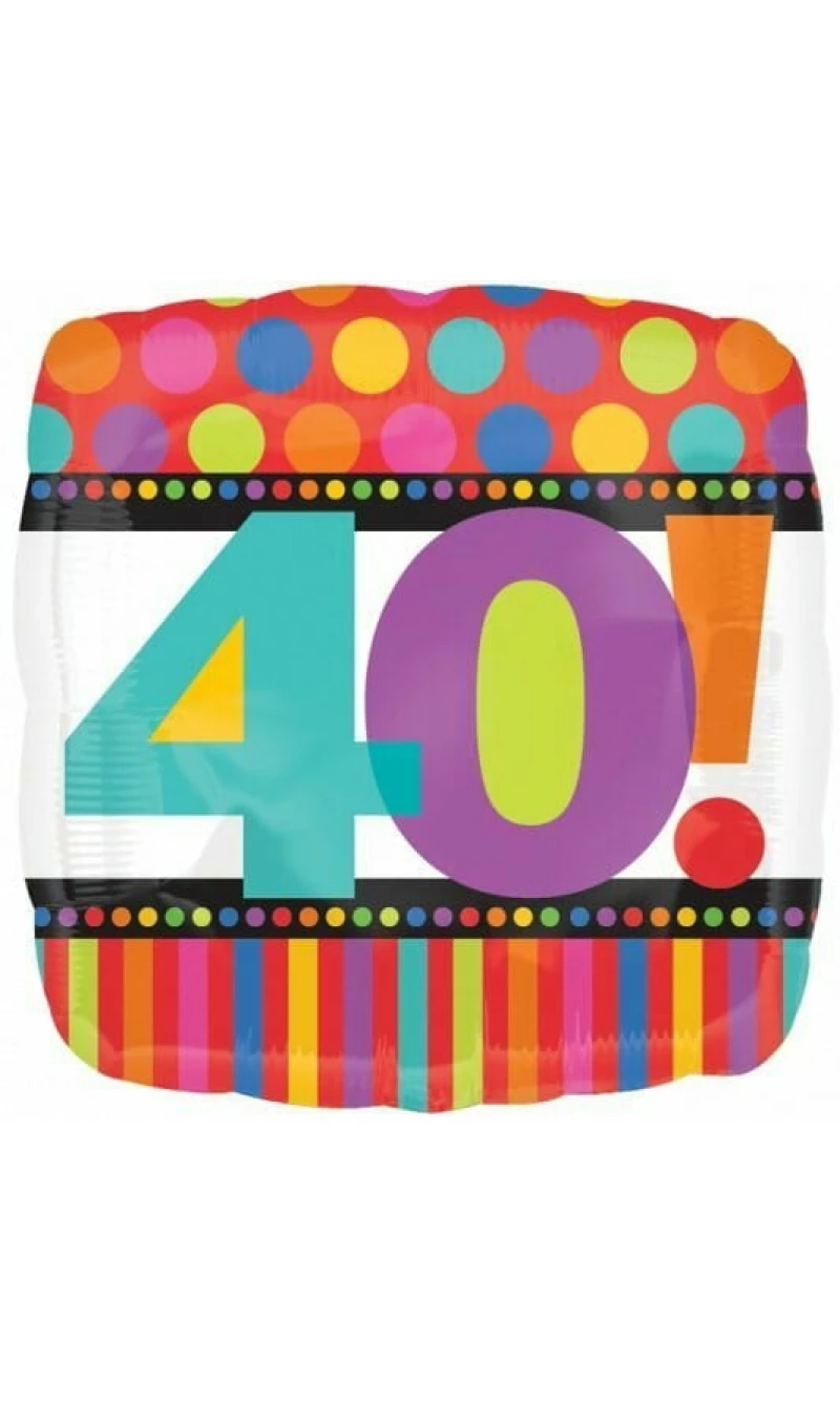 Birthday No.40 Dots & Stripes 18'' Foil Balloon (43cm)