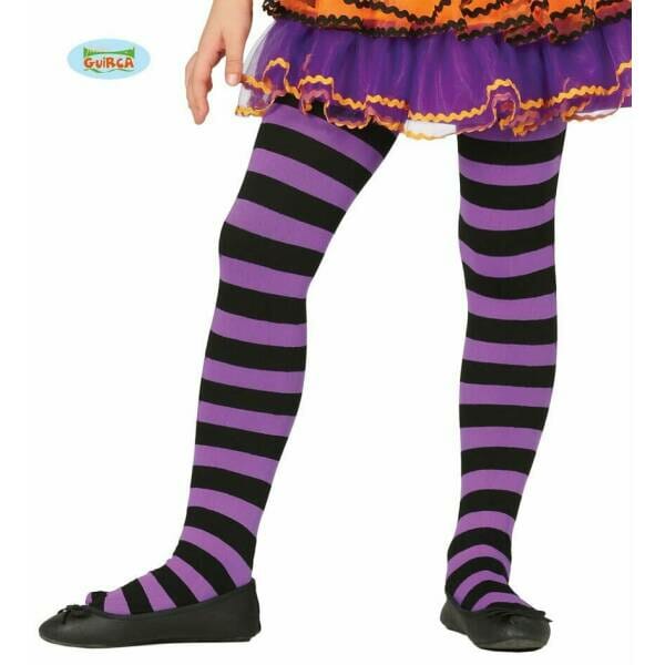 Child Lilac Striped Tights - Age 3 to 6 Years