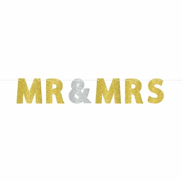Mr & Mrs - Glitter Letter Banner Wedding Decoration - 365cm x 17.7cm