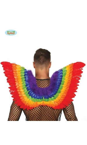 Multicolored Rainbow Feather Wings 80 X 50 Cm