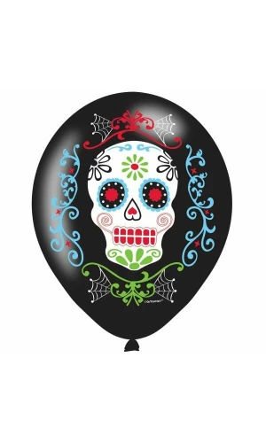 Halloween Day of the Dead Latex Balloons 27cm/11inch - 6pk