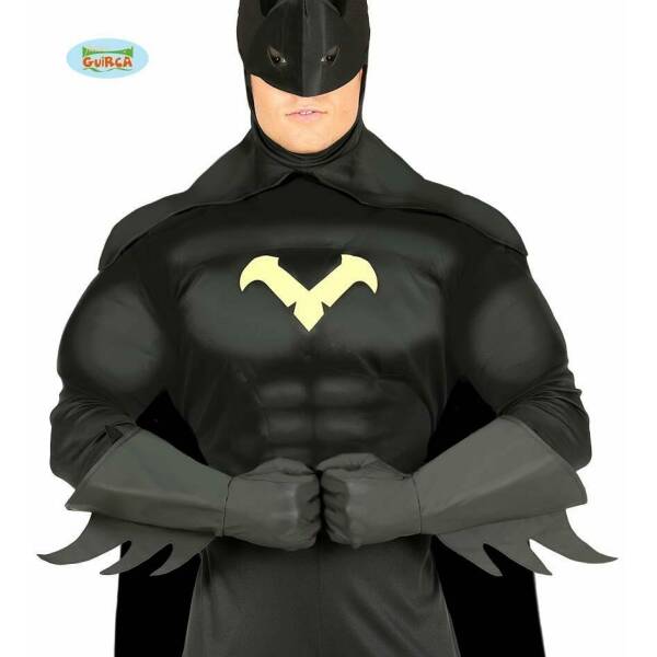 Black Superhero (Batman) Gloves - Adult One Size
