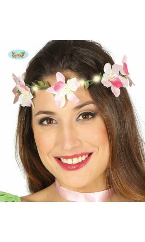 White Flowers Tiara With Light