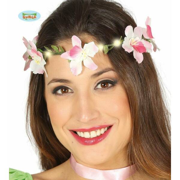White Flowers Tiara With Light