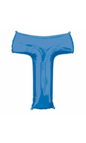 Blue Letter " T " Foil Balloon 34''