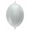 Satin Pearl - Silver Link-o-Loon Latex Balloon  - (12" / 30cm)