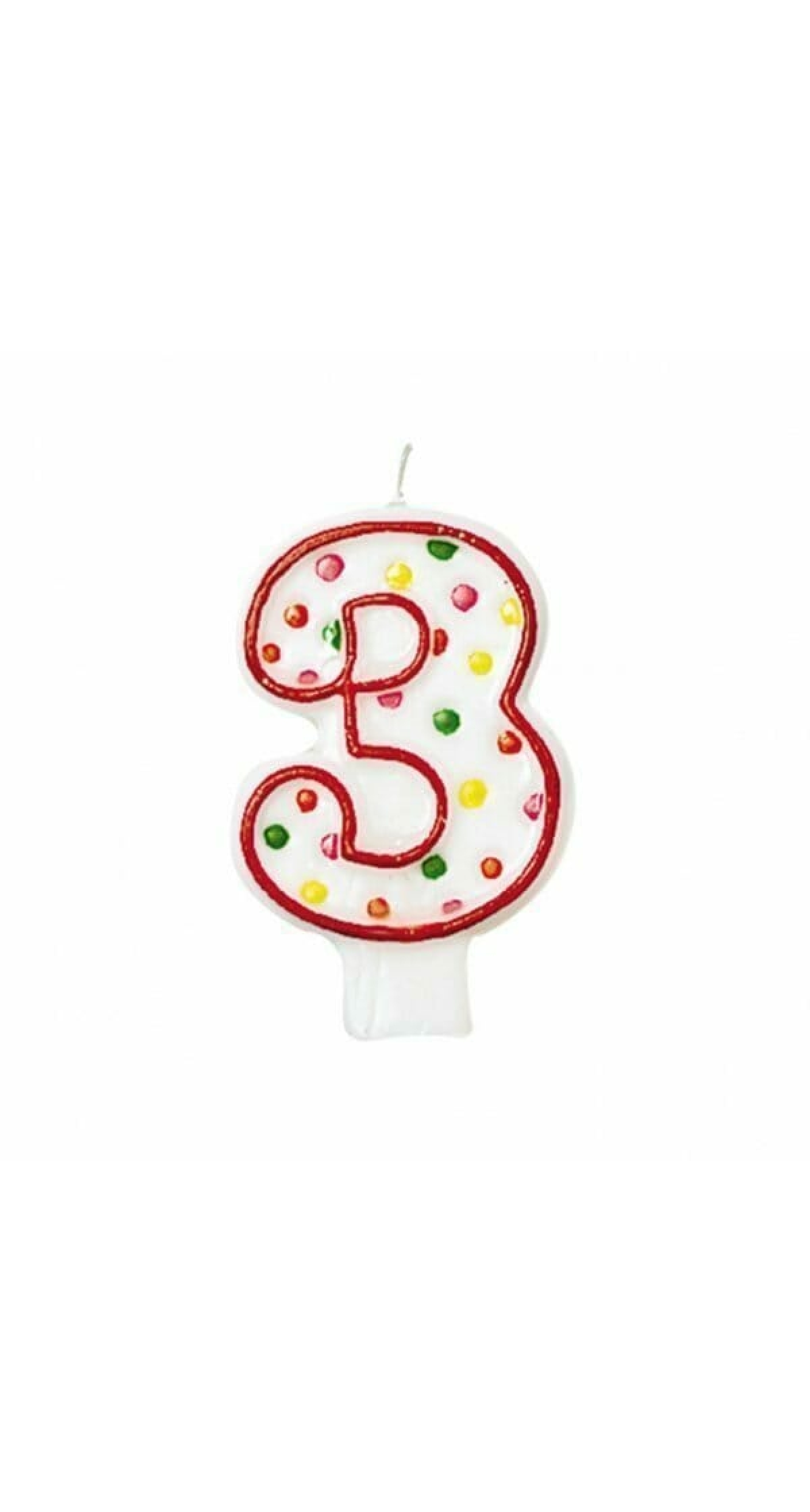 Candle Number 3 Red - 7cm