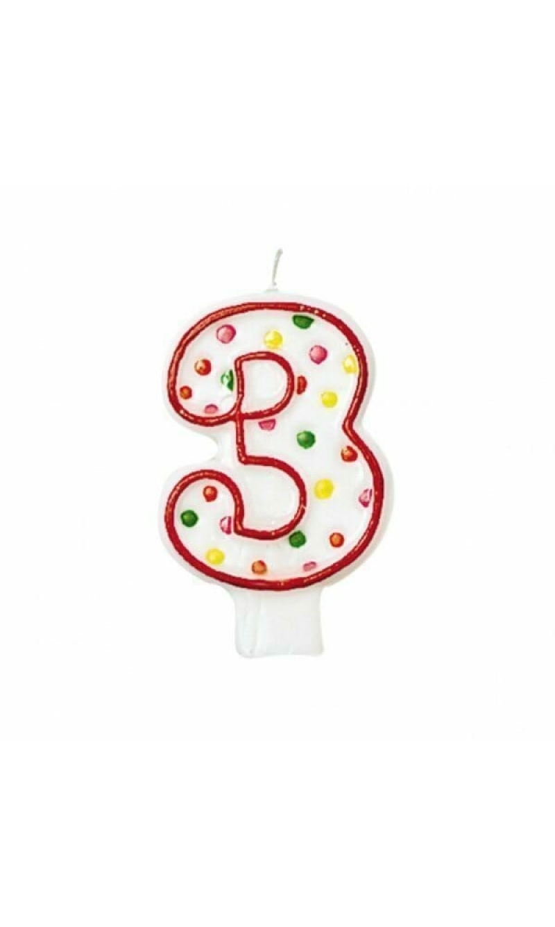 Candle Number 3 Red - 7cm