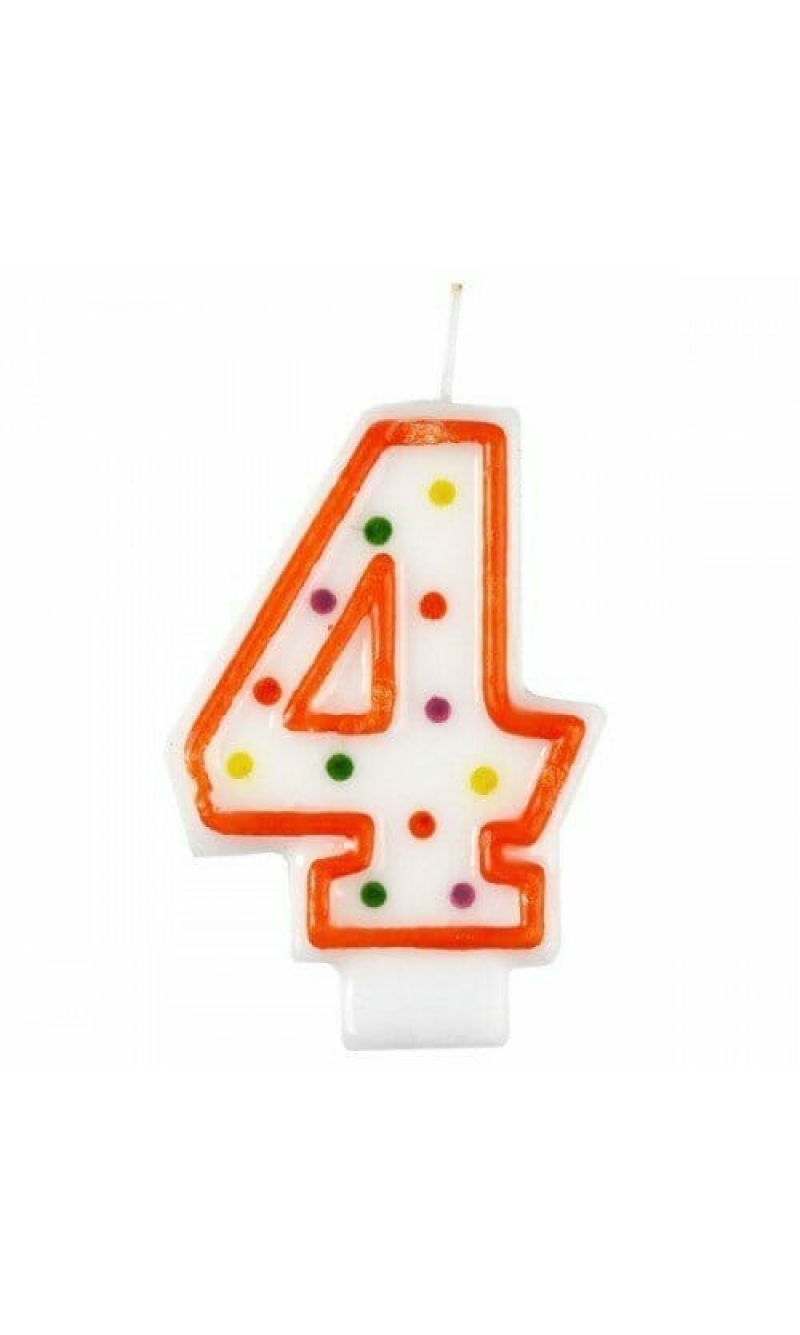 Candle Number 4 Orange - 7cm