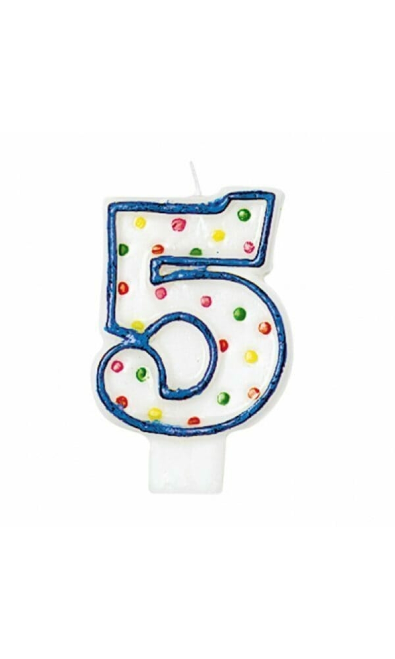 Candle Number 5 Blue - 7cm