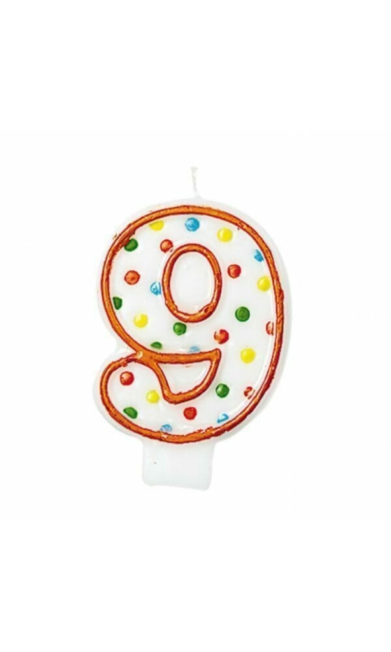 Candle Number 9 Orange - 7cm