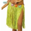 Hawaiian Green Hula Skirt With Flowers 45cm Long - Adult One Size