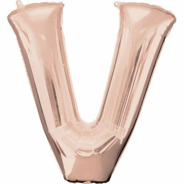 Rose Gold Letter " V " Foil Balloon 34''