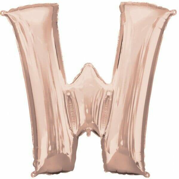 Rose Gold Letter "W" Foil Balloon 34''