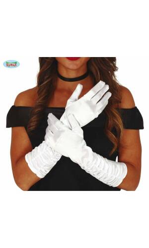 Crumpled White Gloves - 40cm