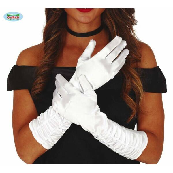 Crumpled White Gloves - 40cm