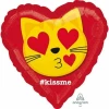 Cat Emoticon Kiss Foil Balloon Round - 43cm