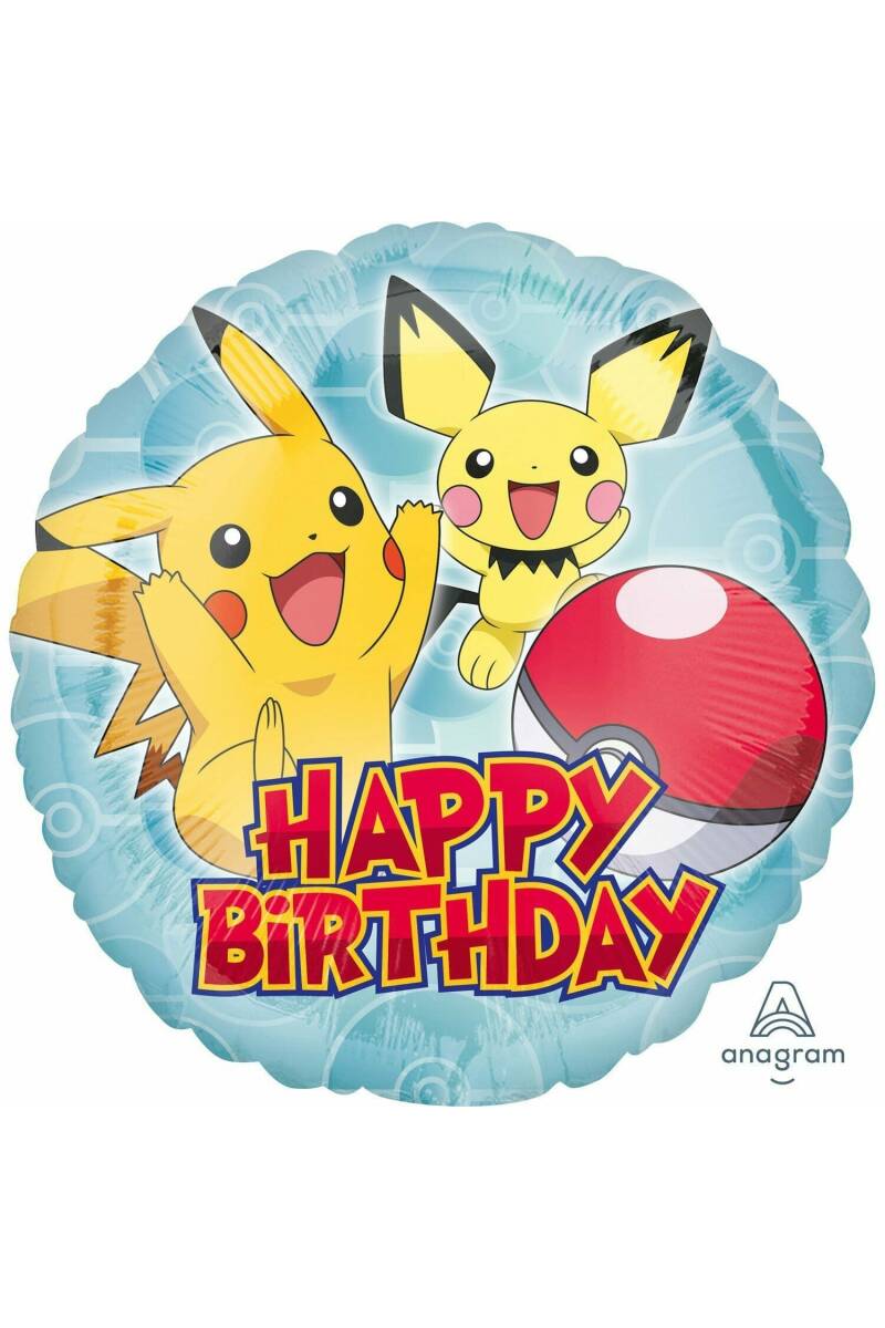 Pokemon Happy Birthday Standard Round Foil Balloon - 18''