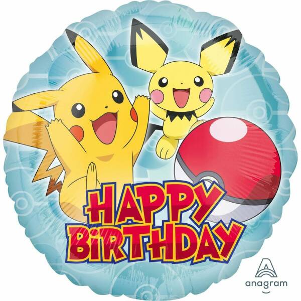 Pokemon Happy Birthday Standard Round Foil Balloon - 18''