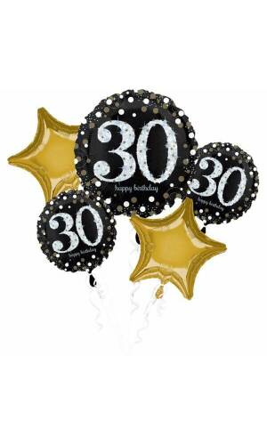 Sparkling Birthday 30 Bouquet Foil Balloons - 5pk