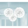 White Paper Fluffy Decorations 40.6cm - 3pk