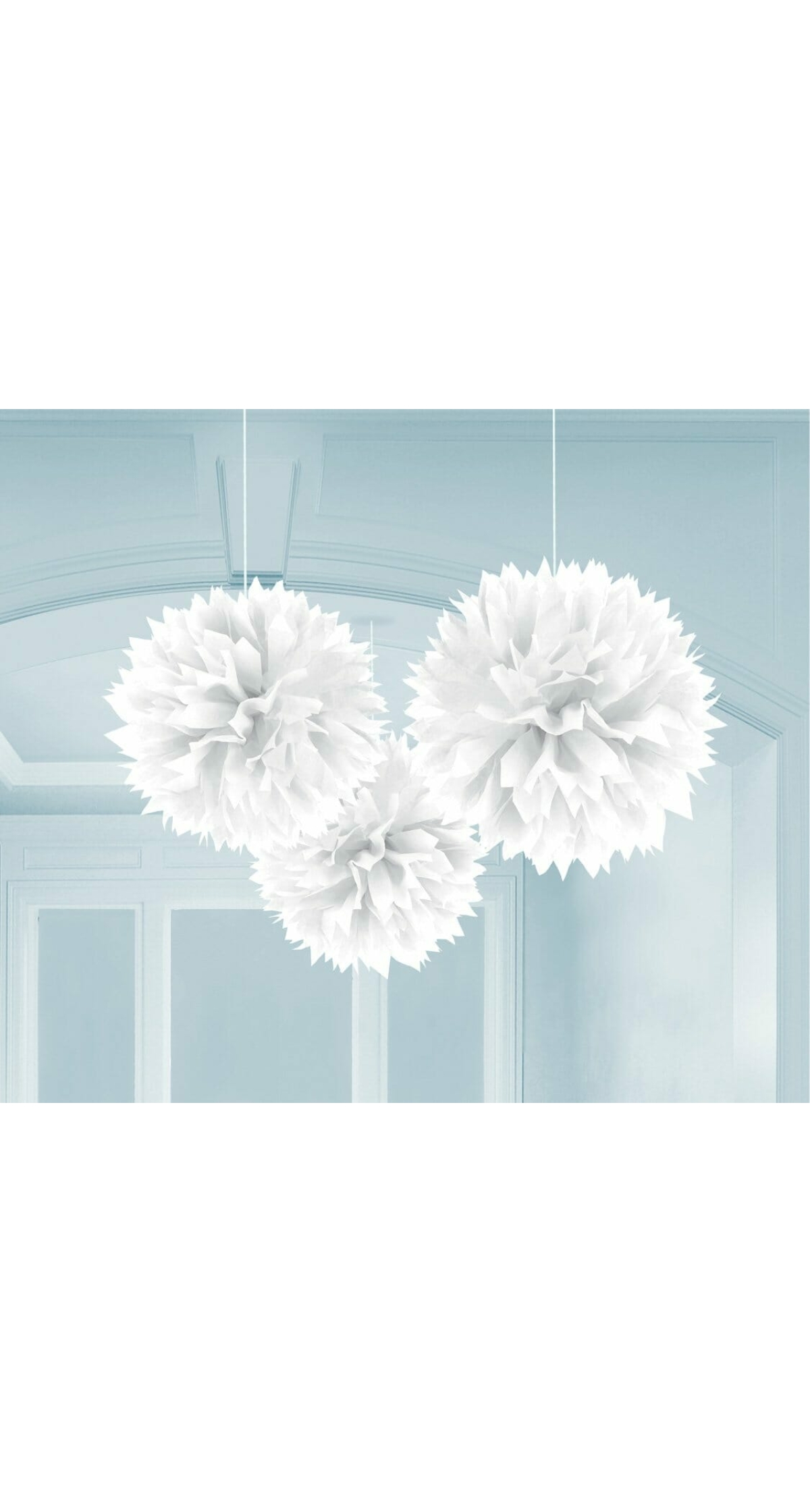 White Paper Fluffy Decorations 40.6cm - 3pk