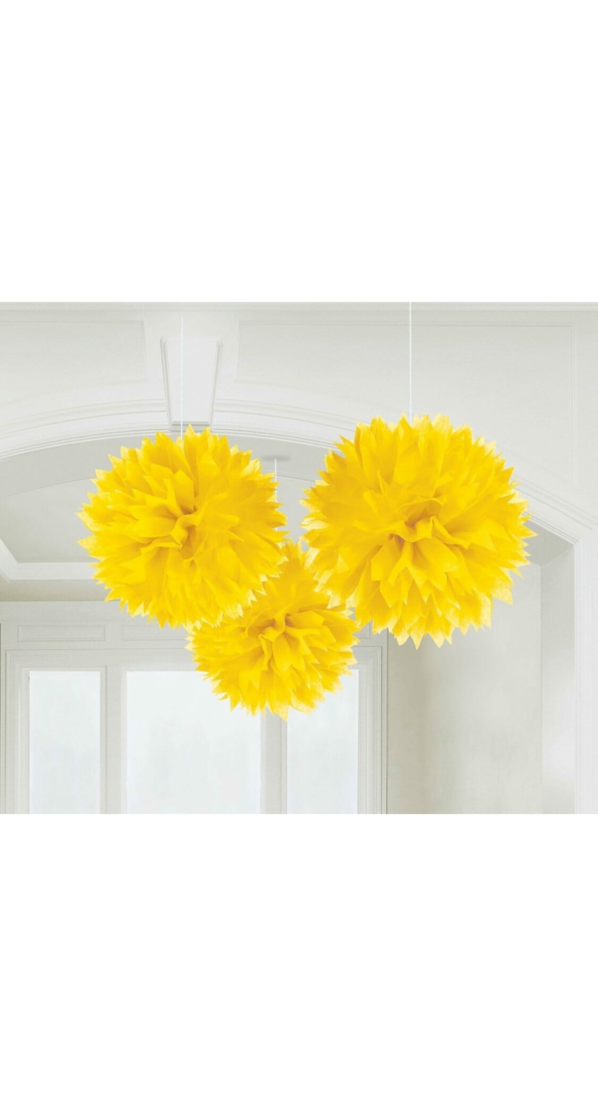 Yellow Paper Fluffy Decorations 40.6cm - 3pk