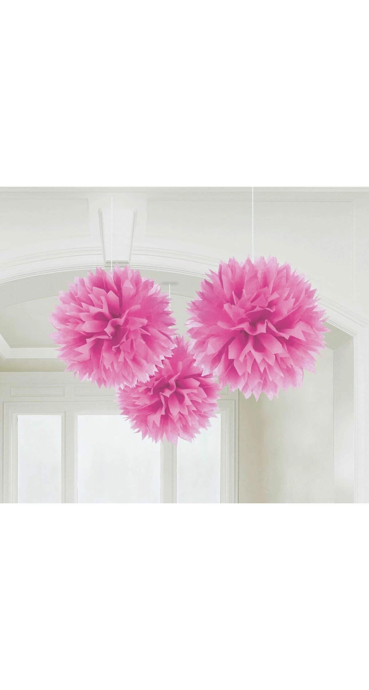 Pink Paper Fluffy Decorations 40.6cm - 3pk