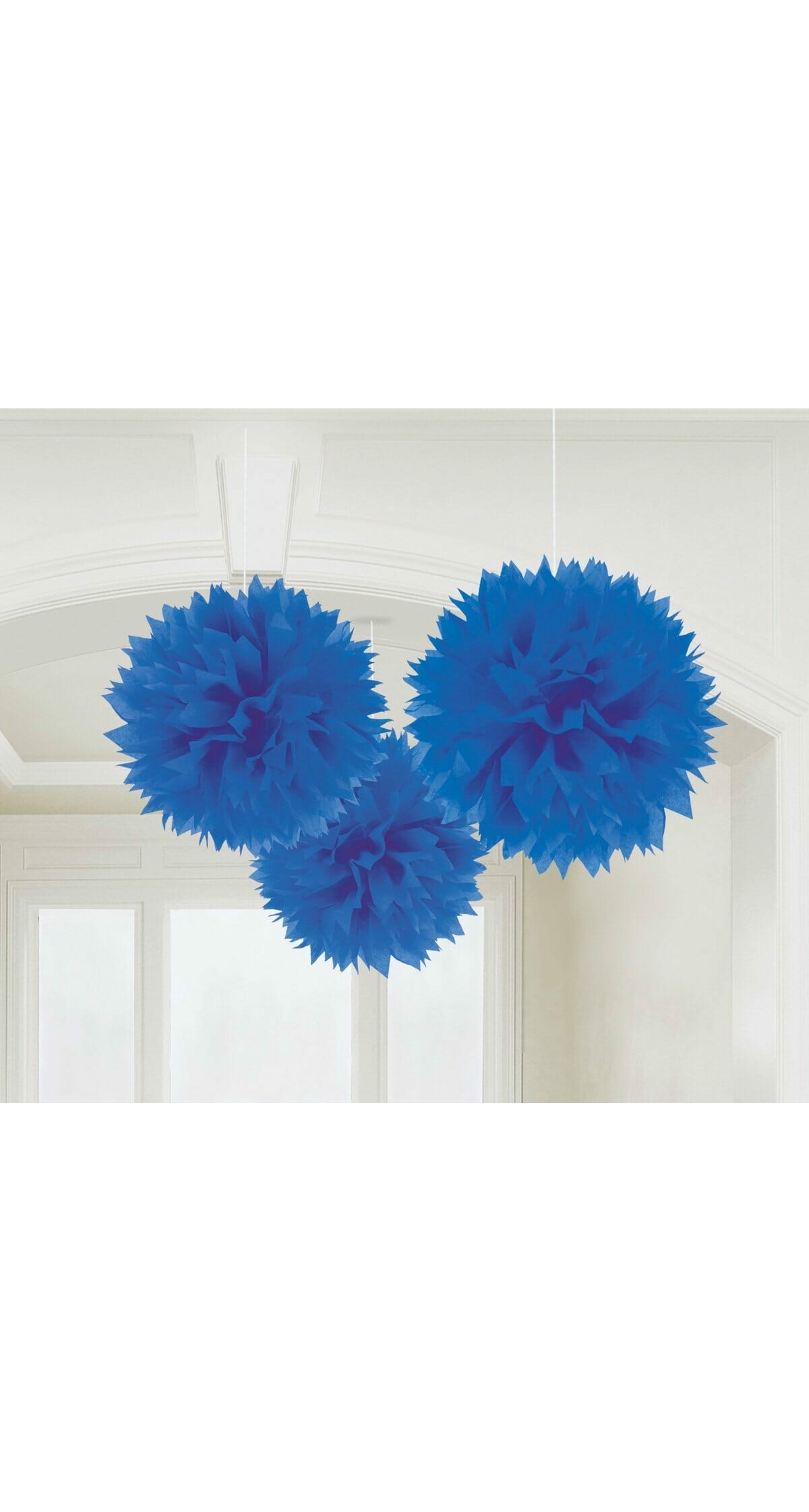 Royal Blue Paper Fluffy Decorations 40.6cm - 3pk
