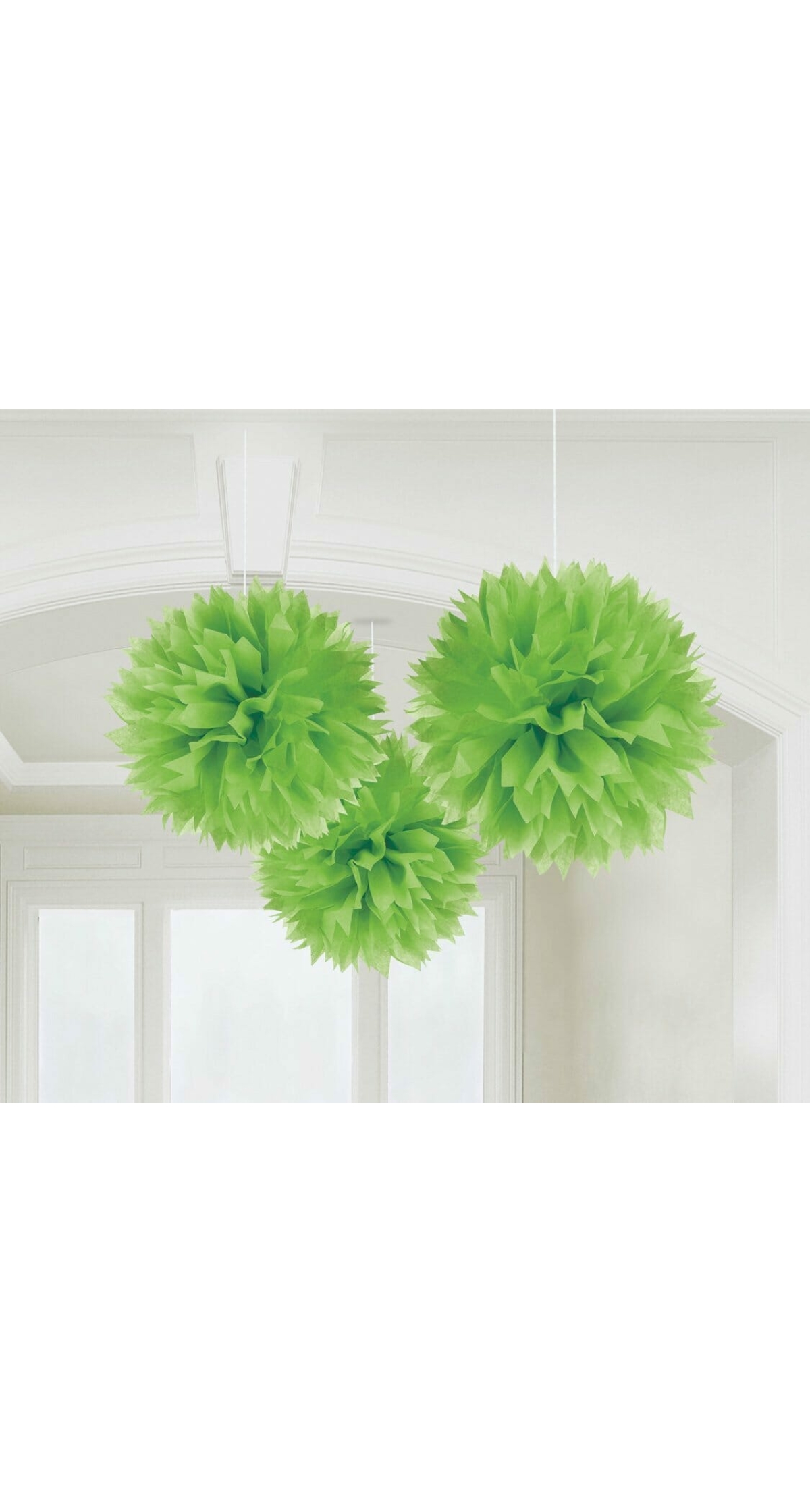 Lime Green Paper Fluffy Decorations 40.6cm - 3pk