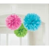 Multicoloured Paper Fluffy Decorations 40.6cm - 3pk