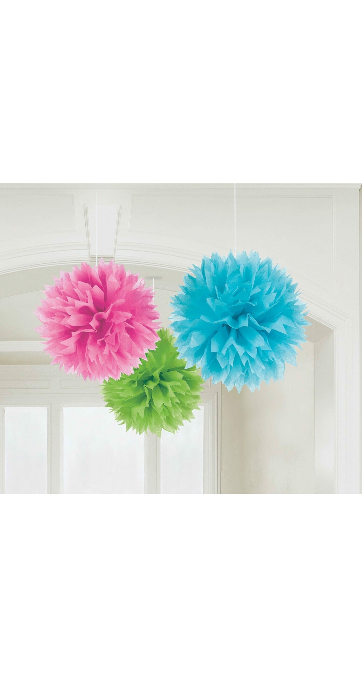 Multicoloured Paper Fluffy Decorations 40.6cm - 3pk