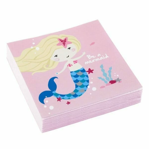 Be A Mermaid Lunch Paper Beverage Napkins 25cm x 25cm - 20pk