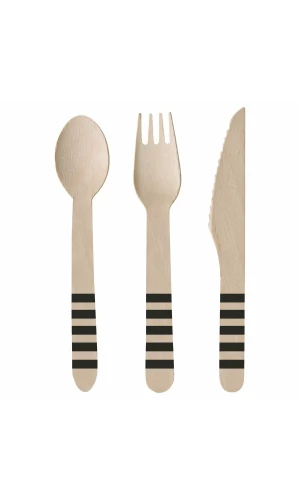 Cutlery Kicker Party Wood (8 Knives, 8 Spoons, 8 Forks) 16.5cm / 15.9cm / 15.8cm