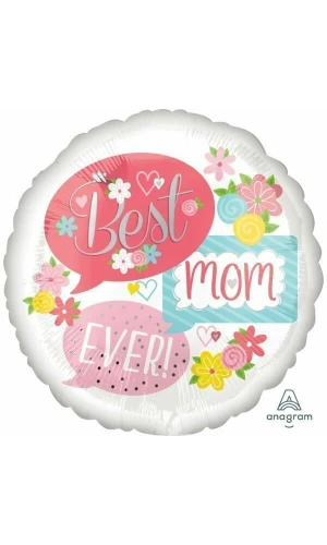 Best Mom Ever Bubbles Foil Balloon Round - 43cm