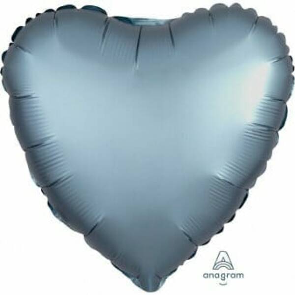 Satin Luxe Steel Blue Foil Balloon Heart - 17'' (43cm)