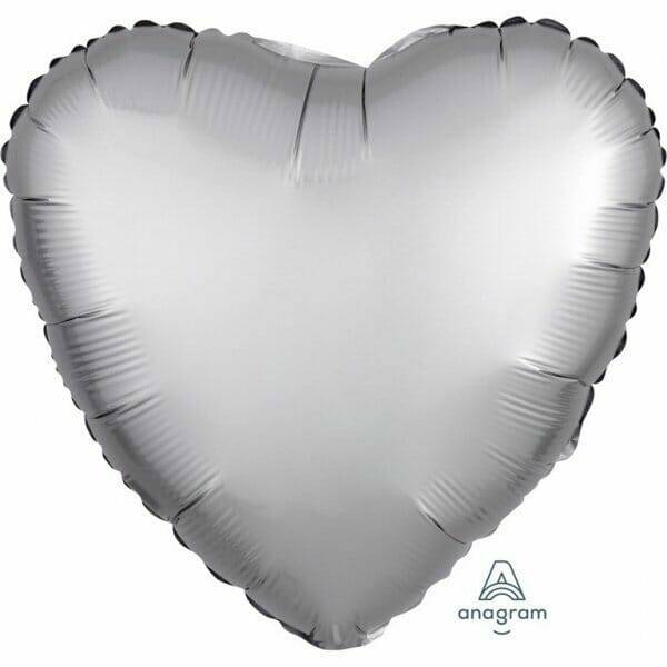 Satin Luxe Platinum Foil Balloon Heart - 17'' (43cm)