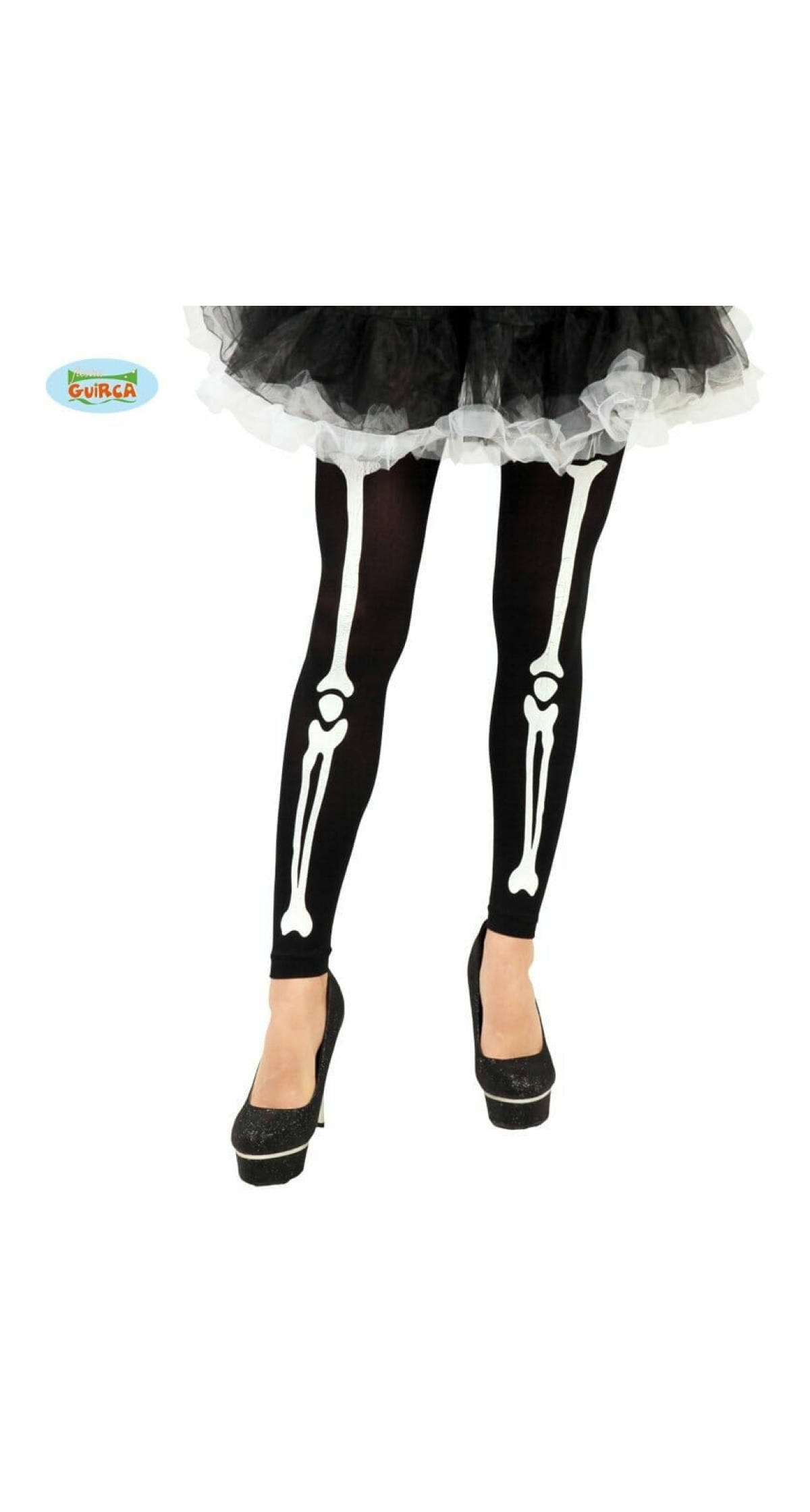 Pantyhose Black with Skeleton Print