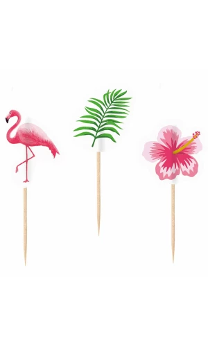 Picks Flamingo Paradise Wood Picks 7.5cm - 20pk
