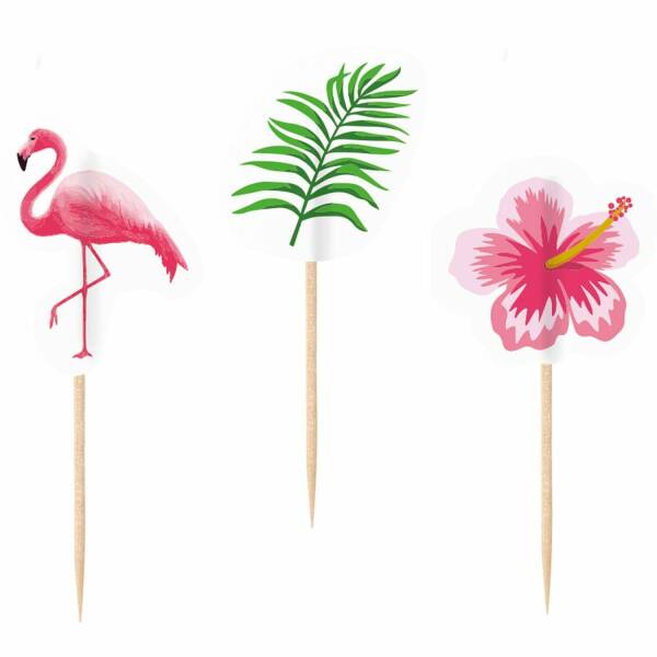Picks Flamingo Paradise Wood Picks 7.5cm - 20pk