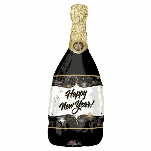 Happy New Year Champagne Bottle Supershape Balloon 14" x 36" ( 36cm x 91cm )