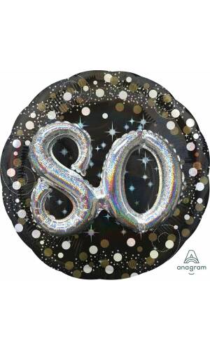 Sparkling 80th Birthday 3D Multi-Balloon Foil Balloon 32" (81cm)