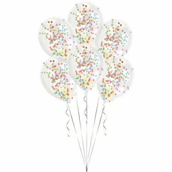 Transparent Latex Balloons Filled with Assorted Confetti 11" - 6pk