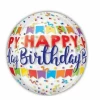 Happy Birthday Banner Bash Clear Orbz Foil Balloon - 38cm x 40cm